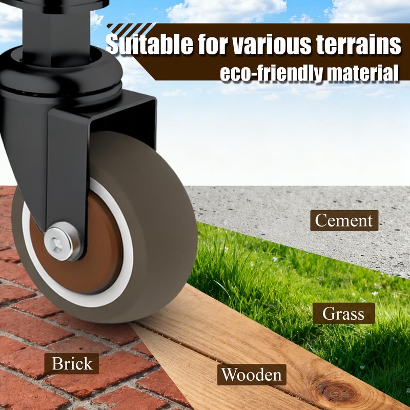 2 Inch Small Gate Wheels for Wooden Gate, Silent Spring-Loaded