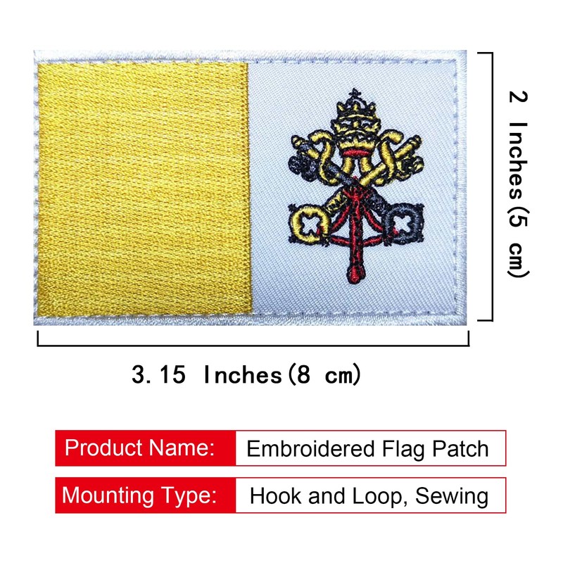 EmWoot 2PCS Vatican Flag Patch Embroidered Morale Patch Military Tactical