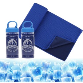 Cool Bottled Towels, Set of 2, Blue, Cool Feel, Quick Drying, Heatstroke Prevention, Sports, Outdoor
