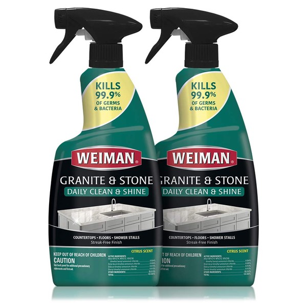 Weiman Disinfectant Granite Daily Clean & Shine - (2 Pack) Safely Clean Disinfect and Shine Granite Marble Soapstone Quartz Quartzite Slate Limestone Corian Laminate Tile Countertop