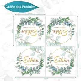 60 Stück Komoke Premium Servietten "Schön Dass Du Da Bist" mit Eukalyptus-Druck | 3-lagige Papierservietten (33x33 cm) | Für Geburtstage & Dankesfeiern | Natürliche Grüne Tischdeko