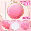 Whaline 40Pcs Gradient Pink Paper Plates Gold Dot Disposable Dessert