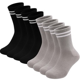 UMELOK Boys Athletic Socks Toddler Low Cut Ankle Socks, 4 Pairs, Comfortable and Soft for Daily Wear Black and Light Gray, Breathable for 6-12 Years