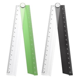 HARFINGTON 2pcs Folding Straight Ruler 30cm Metric Aluminum Alloy Protractor Foldable Angle Ruler Geometric Measuring Tool for Architects Artists Office, Green/Black