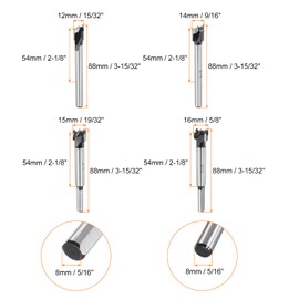 HARFINGTON 4pcs Forstner Drill Bit Set 12mm (15/32") 14mm (9/16") 15mm (19/32") 16mm (5/8") K30/C1 Carbide Forstner Bits Wood Hinge Hole Opener Cutter for Woodworking Drilling