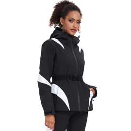 YEEFINE Ski Jackets for Women Waterproof Snowboard Jacket Winter Ski Outfits Outdoor Warm Snow Coats Windbreaker(Black,XL)