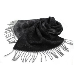 Rotfuchs Jacquard Woven Scarf Fashionable 100% Wool (Merino), Black Grey