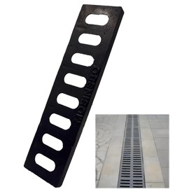 MOSINSBO Cast Iron Drain Grate 17x4 in, B-Class 28100 lbs Heavy-Duty Driveway Channel Cover, Outdoor Trench Drainage Grate, Black Rectangle Metal Sewer Cover for Garage (True 17.3x4.5)