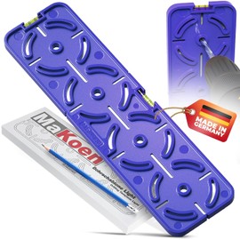 Drilling template for sockets, switch boxes with 71 mm spacing, integrated spirit level, blue