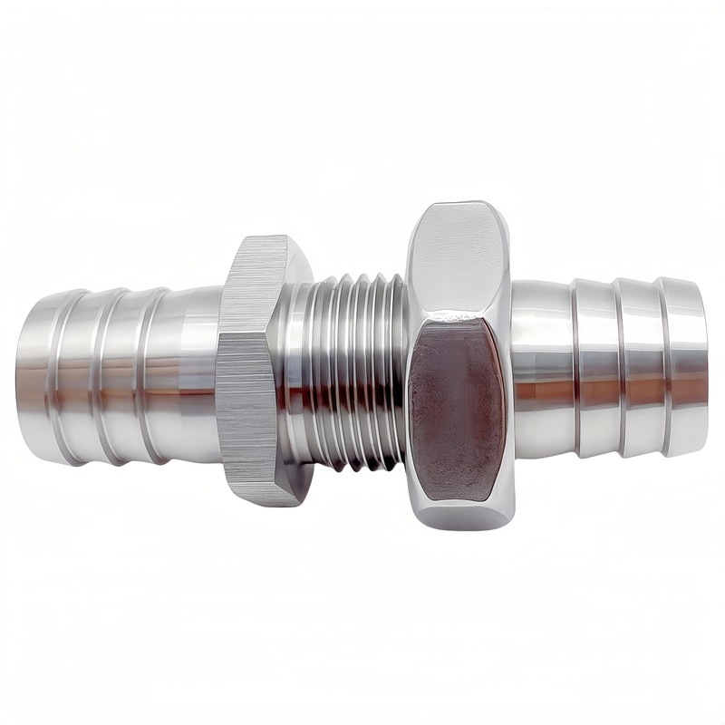 Lophtnix 2PCS 304 Stainless Steel Hose Barb Fitting Thru-Bulk Bulkhead