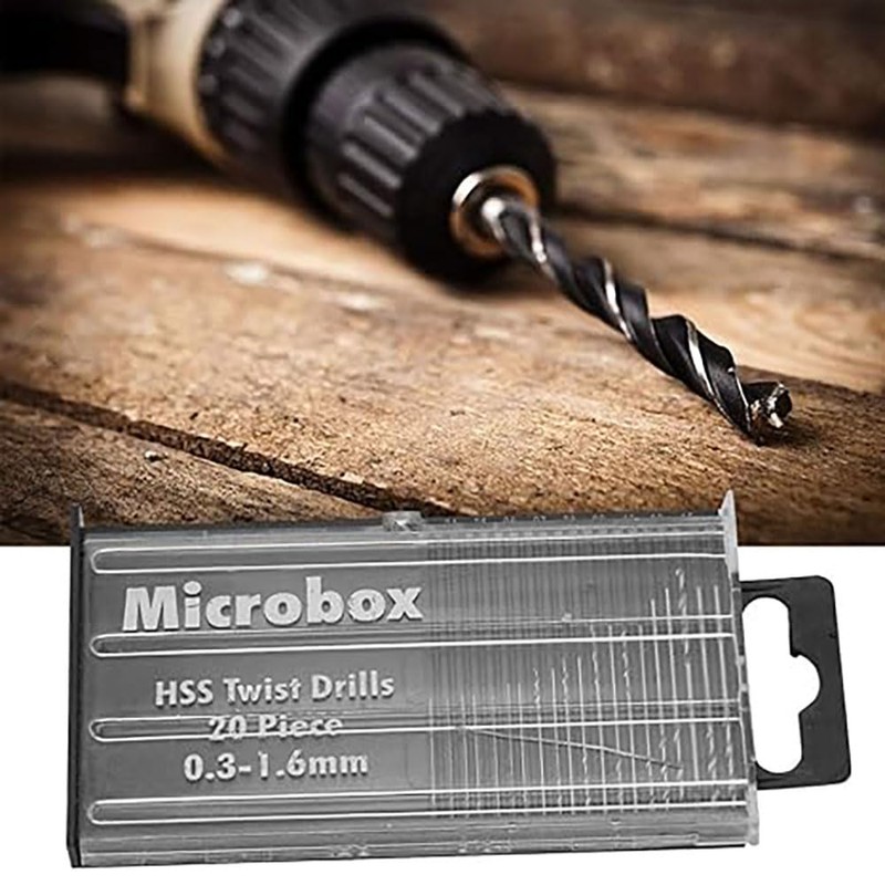 Mini Micro Drill Bit Set,20 PCS 0.3-1.6mm Shank Twist Drill