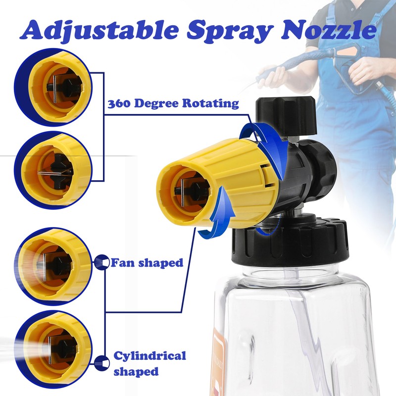 Tool Daily Pressure Washer Foam Cannon with Dual-Connector Accessory, Power