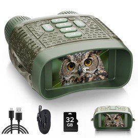 Night Vision Goggles - 4K Night Vision Binoculars with 5000mAh Rechargeable Battery, 48MP & 10X Zoom, 32GB Card, 3'' HD Screen and 1500FT Viewing Range for Camping, Hunting & Security