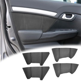 VKGUG 4PCS Door Panel Cover Compatible with Honda Civic 2011-2015 Vinyl Leather Insert Cards Protector Trim Black
