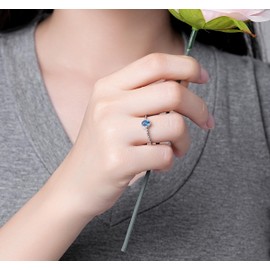 Adorable December Birthstone Stackable Rings for Girls: Sterling Silver Blue Women Stacking Ring Promise Ring Size 4 for Teens Daughter Friend - Christmas Anniversary Birthday Gifts Jewelry