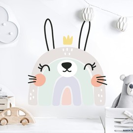 Rabbit Rainbow Animals Wall Sticker Set | 60 x 64 cm | Hand Drawn | Sticker Nursery | Wall Sticker for Children's Room (Habbit)