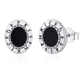 Viking Stud Earring for Men Sterling Silver Norse Rune Earring Norse Viking Runes Unisex Stud Earrings Jewelry for Men Boys Father