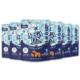 Eat Omega 3 Mega O’s Vanilla Bean Granola Cereal Bites 66g - Pack of 6 | Gluten-Free, Vegetarian, Dairy-Free | 32g Whole Grain | USDA School Approved | Single-Serve Pouch with Spoon | Peanut-Free, Soy-Free | Plant-Based | EPA + DHA