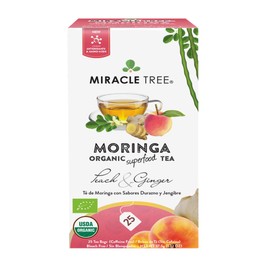 Miracle Tree Miracle Tree - Organic Moringa Superfood Tea, 25 Individually Sealed Tea Bags, Peach & Ginger (Keto, Detox, Energy & Immunity Booster, Vegan, Gluten-Free, Organic, Non-GMO, Caffeine-Free)