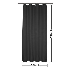 Barossa Design Stall Shower Curtain Fabric 36 x 72 Inch, Waffle Weave, Hotel Luxury Spa, 230 GSM Heavy Duty, Water Repellent, Black Pique Pattern Decorative Bathroom Curtain