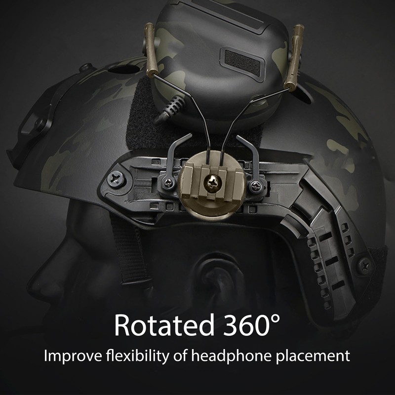 2Pcs Suspension Headset Bracket Helmet 19‑21mm Rail Adapter Rotatable Headphones