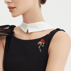 EKIND Red Tassel Rose Flower Brooch - Delicate Suit Pin, Women's Scarf Brooch Shawl Brooch Wedding Party Costume Accessories