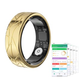 Tulbeys Smart Ring, Fitness Tracker for Women Men, Step Counter Heart Rate Blood Oxygen Calorie Sleep Tracker Health Ring, Hand Gesture Brush Tiktok, 5ATM Waterproof 7-10 Days Battery Life(Gold US11)