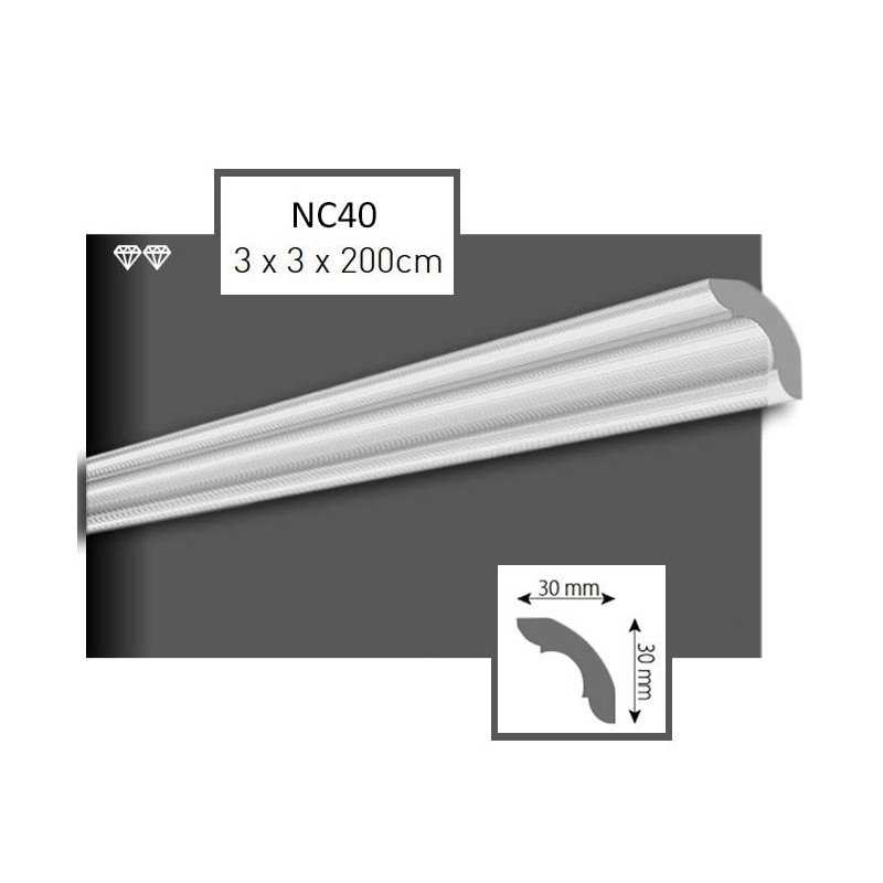 NC40 Ceiling Moulding Polystyrene XPS Stucco Moulding Cornice Strip, White,