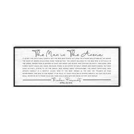 YPY Motivational Wall Decor Office Decor The Man in the Arena Inspirational Wall Art Framed Gifts for Men Positive Quote Canvas Print 12''x32''