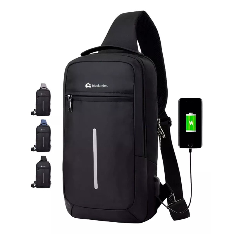 Bluelander Mochila Cruzada Pechera Bandolera Antirrobo Usb Moda Casual