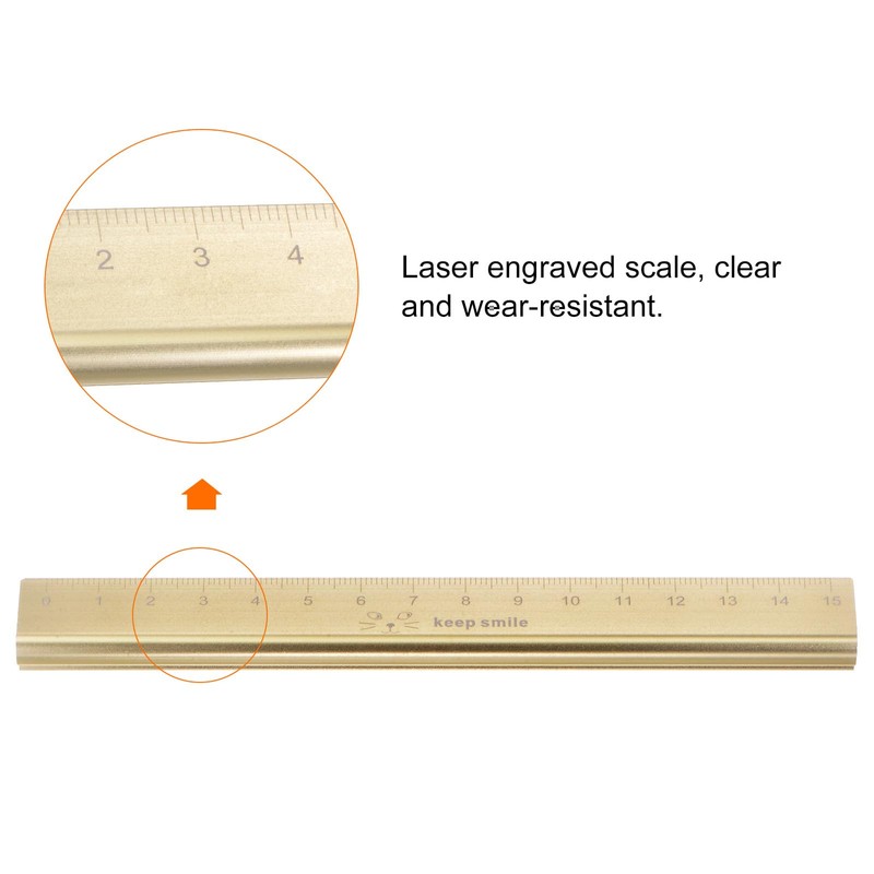 sourcing map Aluminium Hollow Scale Ruler 15 cm Metric Triangular