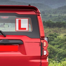 CVANU 2pcs Reflective L-Board Learner Driver Vinyl Exterior Decal Red_(15cm X 15cm)_c-7