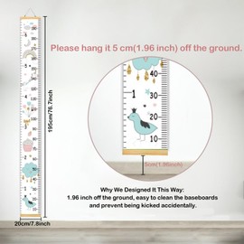 Height Growth Chart for Kids, Handing Ruler Wall Decor for Kids Removable Waterproof Canvas Height Measuring Chart Wood Frame Height Measurement Ruler from Babies to Adult for Wall Room Decor 7.9 x 79 inch