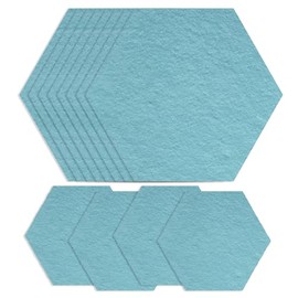 12 pcs Hexagon Felt Cork Board Tiles,Self Adhesive DIY Bulletin Board Pin Board for Office School Home Wall Decor Stickers Memos Photos Display (Light Blue)