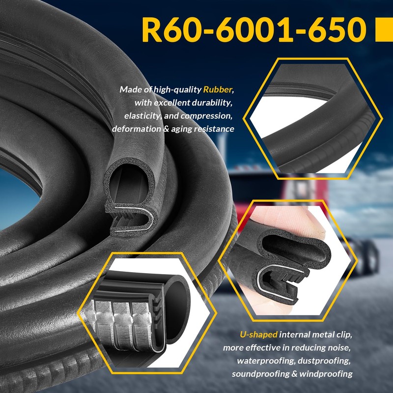 13.5ft Cab Door Weatherstrip Seal R60-6001-650 for Peterbilt 359, 379,