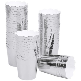 Cupcake Cases Paper Pack of 50 Muffin Cases Paper Muffin Mould Paper for Dessert Home Party Wedding Birthday Graduation Decoration Size 45 x 50 mm (Silver)