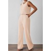 Pink Queen Jumpsuits for Women Casual Sleeveless Crewneck Wide Leg