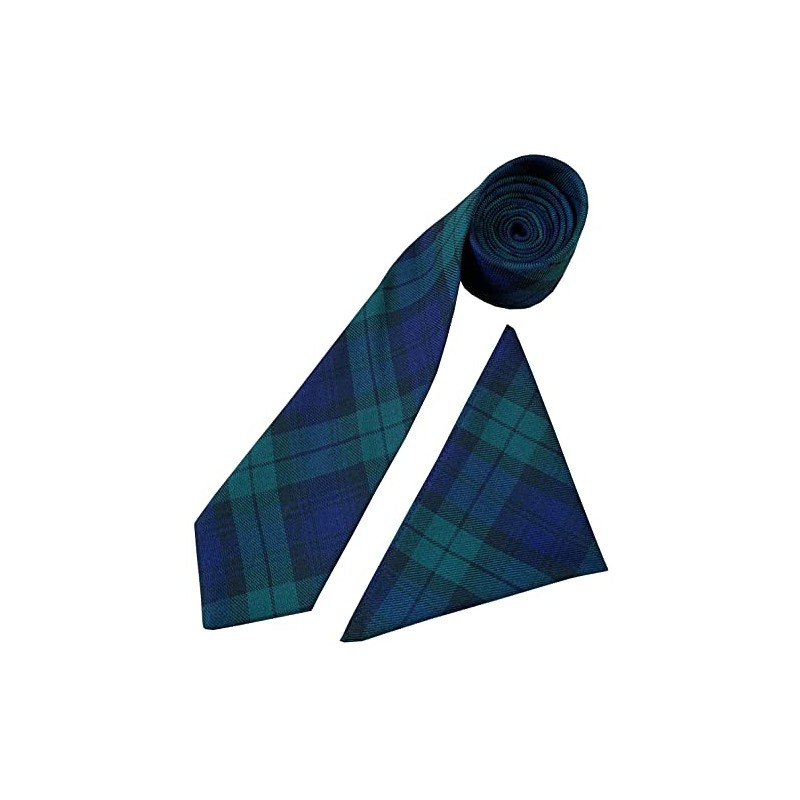 Men's Black Watch Tartan Neck Tie & Hanky Set