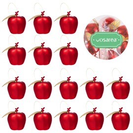 24 piezas Mini adornos colgantes de manzana, árbol de Navidad, adornos para Navidad, suministros de decoración navideña, color rojo