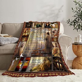 Jesus Christ Blanket Christian Religious Faith Blanket Christian Scripture Inspirational Gifts for Women Men Soft Cozy Plush Fleece Throw Blanket Home Decor for Bed Couch Living Room 50"x60"