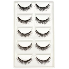 Vivis 3D Faux MinkFalse Eyelashes 5 Pairs Extra Short Natural Lashes Volume, Hand-made Thick Dramatic Fake Eye Lash, Black Soft Clear Band, for Various Makeups - 3D-15