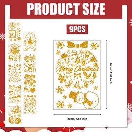 Satiskid 71 Pcs Christmas Window Clings Stickers Gold Christmas Window Decals Double Sided Christmas Window Decorations Anti-Collision Glass Window Doors Window Stickers for Christmas Party Supplies