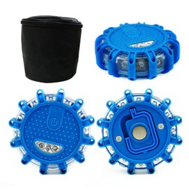 SVTDEYS 3 Pack Orange LED Road Flares, Emergency Lights, Roadside Safety Beacon, Disc Flashing Warning Flare Kit,with Magnetic Base & Hook (Batteries Not Included) (3)