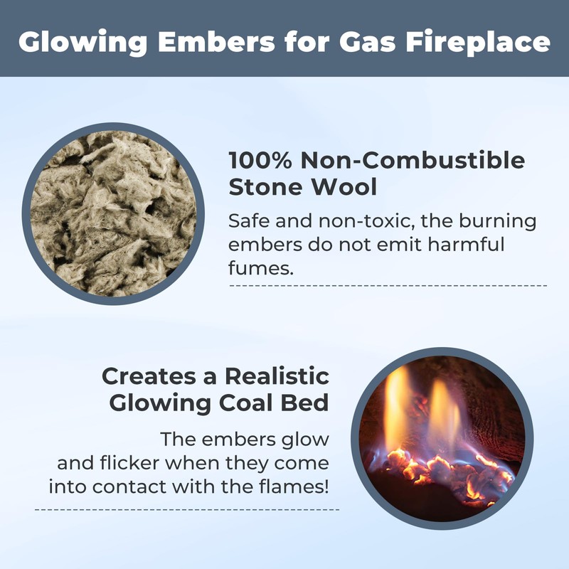 TOSRWGLL Gas Fireplace Glowing Embers,Rock Wool Embers for Indoor Gas