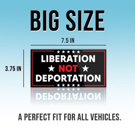 Liberation Not Deportation Bumper Sticker Anti Funny Leftist Feminist Social Justice Human Rights Black Vinyl Decal for Car Truck, Waterproof UV-Resistant 7.5x3.75in