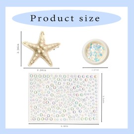 AOREAS Pinza para El Pelo de Estrella de Mar con Pegatinas de Perlas, Pinza para El Pelo de Sirena Y Purpurina Corporal, Conjunto de Purpurina Facial, Accesorios para El Pelo de Sirena para Mujeres, N