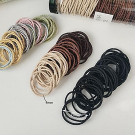 GLOWZEN Hair Bands Stylish Scrunchie Large Capacity Set of 100 Exquisite Rope Hair Bands Fashionable and Practical (Pack of 4 Colors)