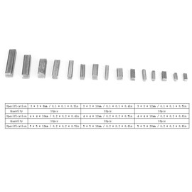 Hilitand 140pcs Parallel Drive Shaft Key Square Parallel Wrench Feather Wrench Round End Parallel Keys