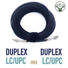 Elfcam® - 10 m Armoured Fibre Optic Cable LC/UPC to LC/UPC OM3 Multimode Duplex 50/125um LSZH, Fibre Optic Cable LC for Indoor and Outdoor Use, Black, 10 m