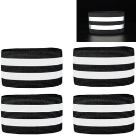4 pcs Black Reflective Wrist Strap, Running Safety Gear Reflective Wristbands, Bike Ankle Bands Reflector Armband Hi Vis Arm Straps High Vis Security Arm Band Reflective Bands For Night Sports